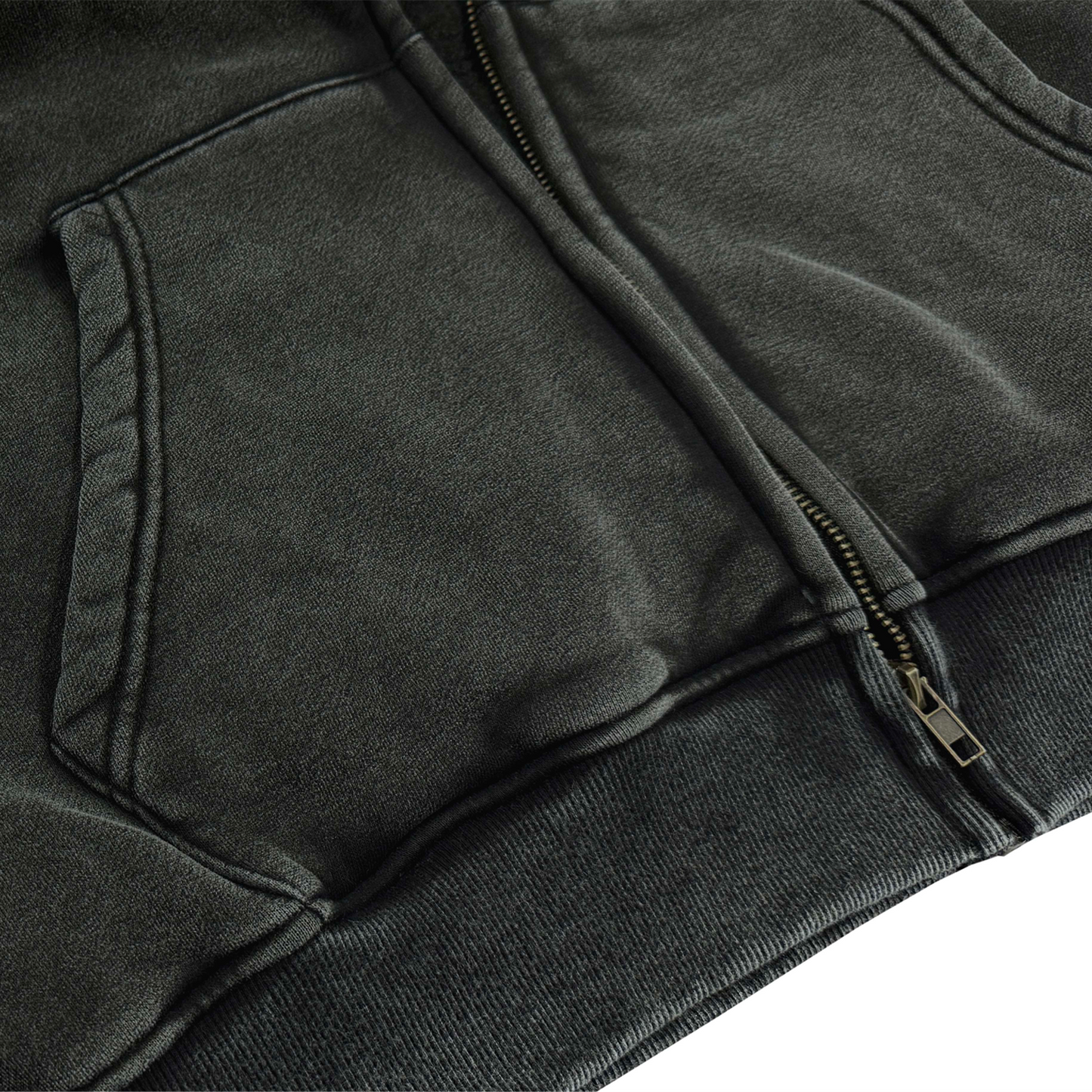 Washed Zip Fleece Hoodie Jacket